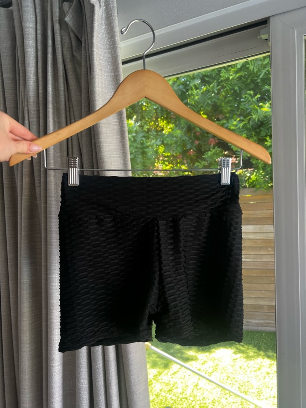Black Textured Women’s Active Shorts